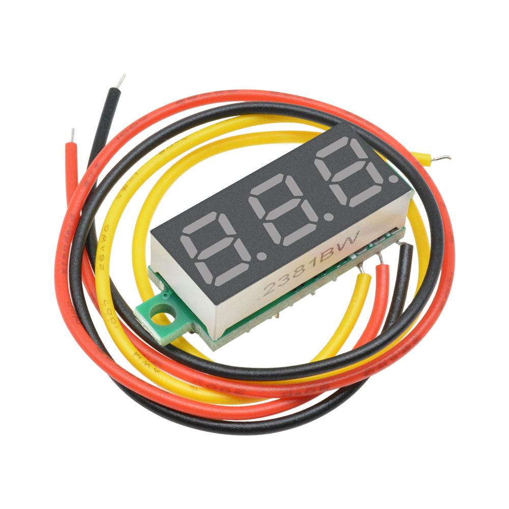 10-Pack Mini DC 0-100V Voltmeter | 0.28" LED Panel, 5 Colors | 3-Wire Voltage Tester
