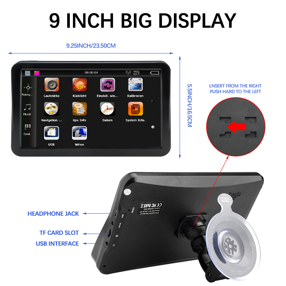 Car GPS Navigation, 8GB Memory Voice Guidance 9in POI Touch Screen GPS  Navigation For Truck