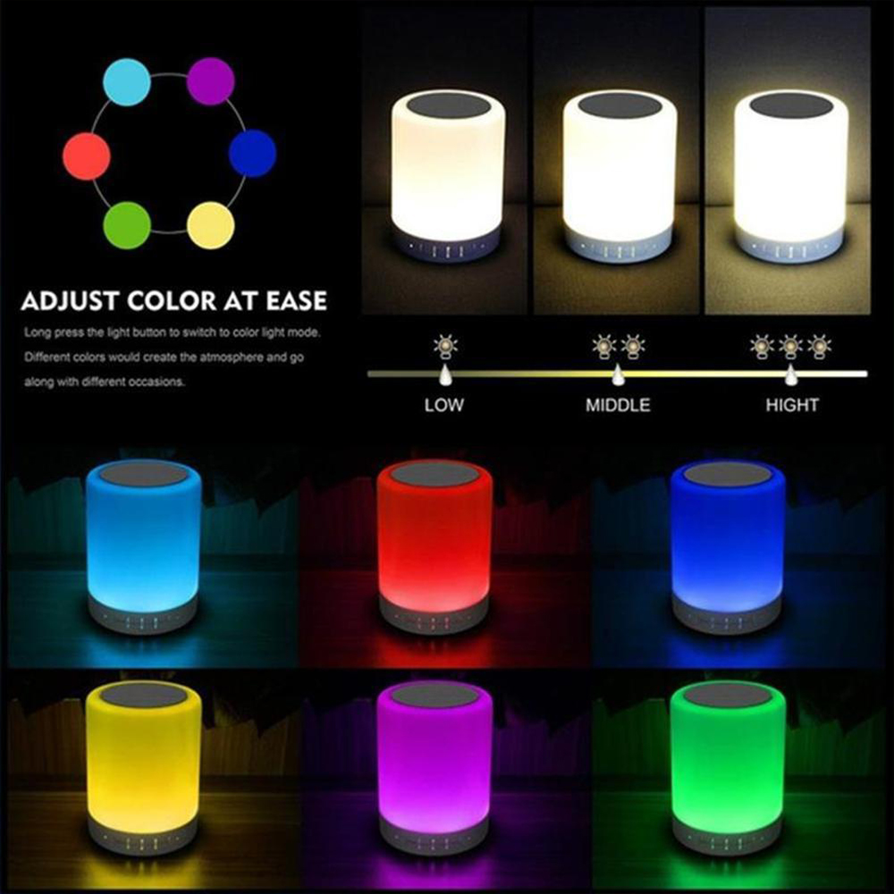 LED Wireless Bluetooth Speaker Smart Touch Night Light Desk Lamp Color  Changing