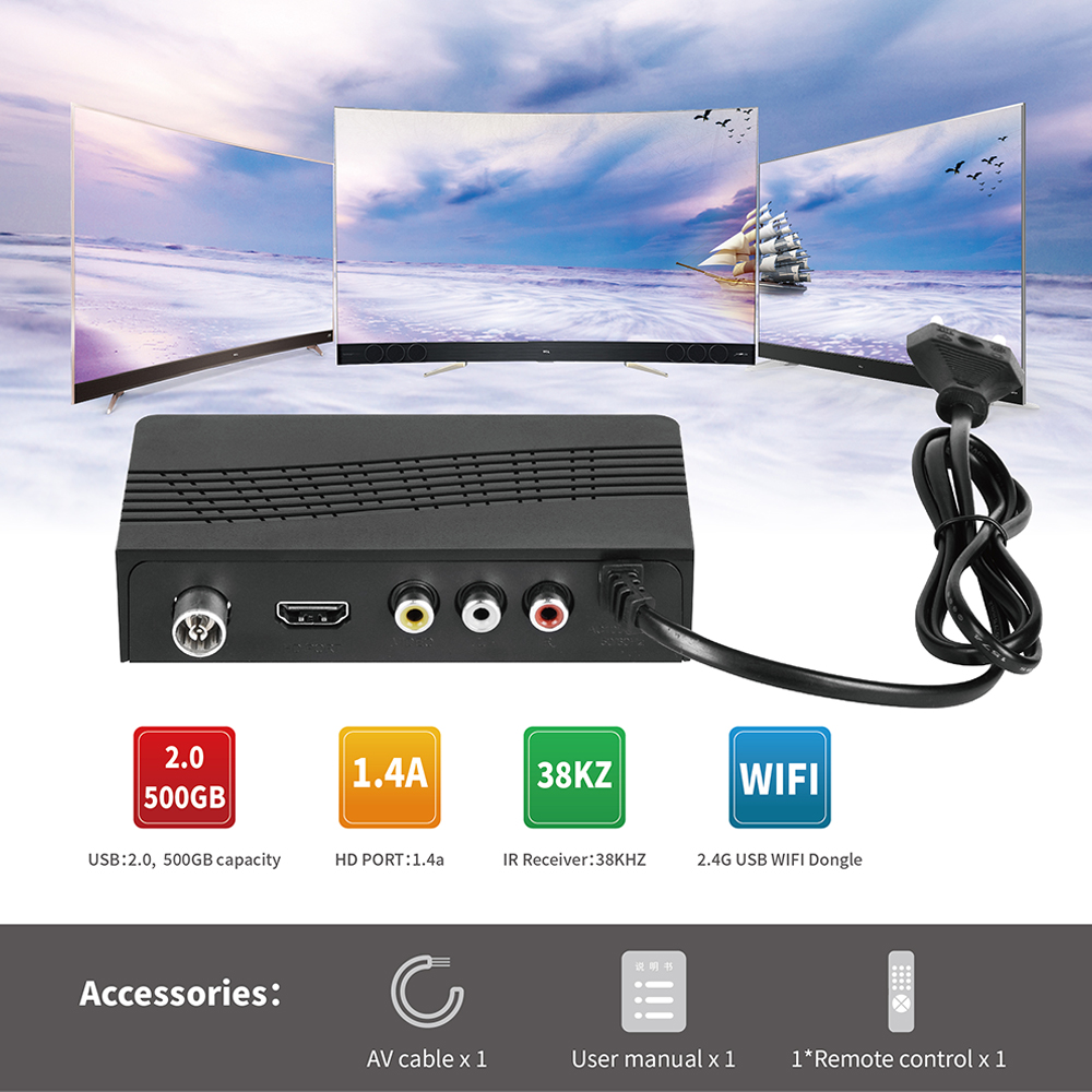 TV Receiver HD Terrestrial Receiver TV Box Wifi HEVC H.265 USB