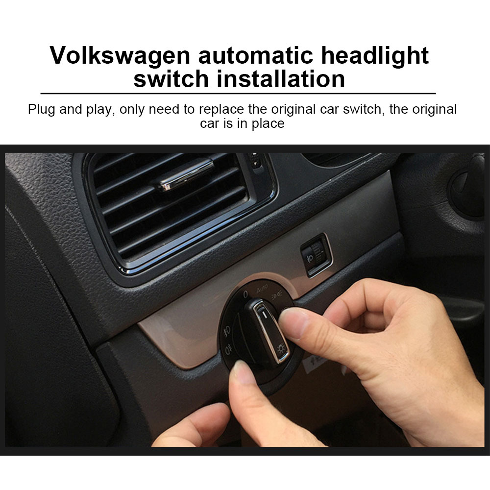 AUTO Headlight Switch Chrome w/ Light Sensor Module For VW Golf