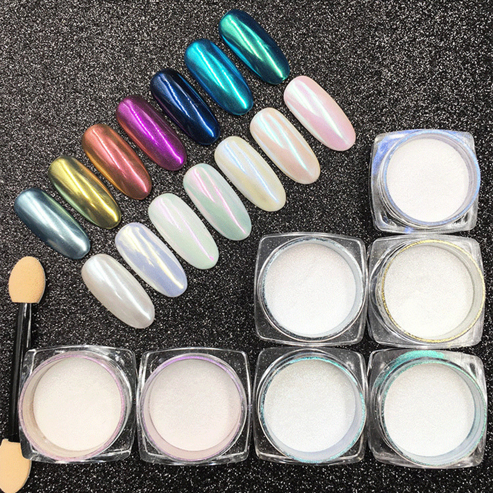 WHITE CHROME POWDER Matte Pigment Pearl Nails Nail Art Crystal Shiny Dust  Decors