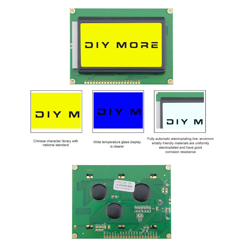 5V 12864 LCD Display Module 128x64 Dots Graphic Matrix Yellow