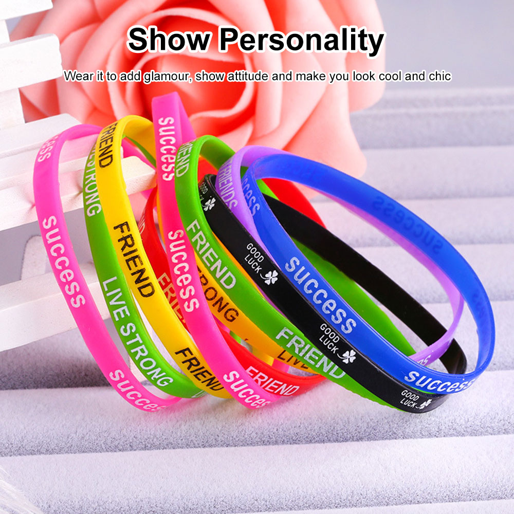 5 Pc Men Silicone Wristband Women Fitness Bracelets Kids Glow In The Dark  Bangle