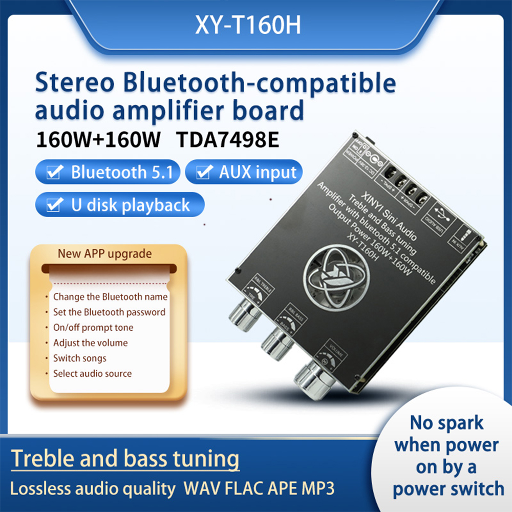 XY-T160H Stereo Bluetooth 5.1 Audio Power Amplifier Board TDA7498E