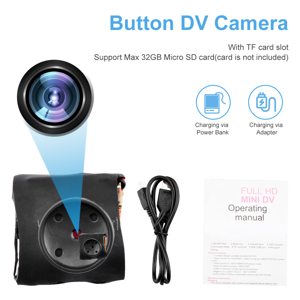 1080P Button Hidden SPY Camera Micro Mini Camcorder Video Recorder Security  Cam