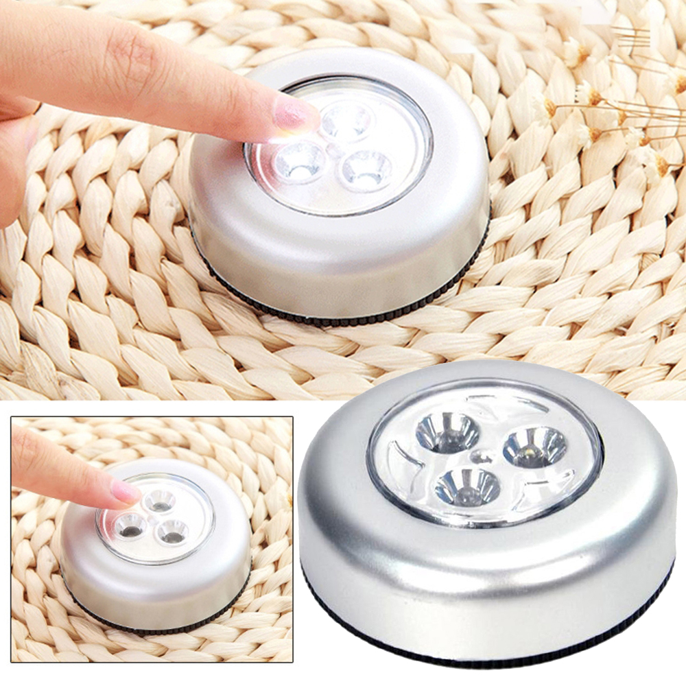 5pcs 6.8cm Diameter Round Night Light Battery-operated Touch Stick-on Led  Light, Ideal For Bedroom, Cabinet, Car, Emergency Lighting