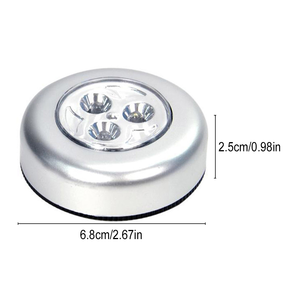 5pcs 6.8cm Diameter Round Night Light Battery-operated Touch Stick-on Led  Light, Ideal For Bedroom, Cabinet, Car, Emergency Lighting