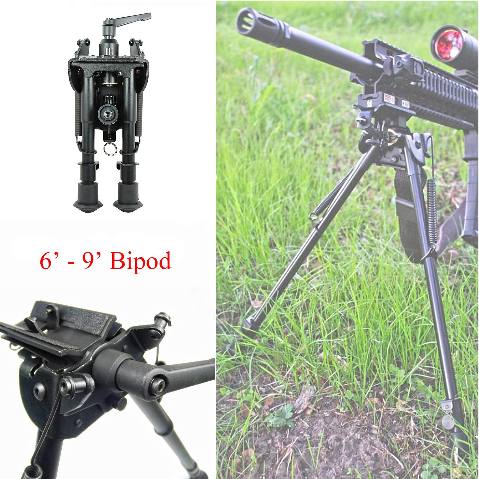 Rifle Bipod 6/9/13/27'' Pivot / Rotating Folding Legs Spring Return for Hunting