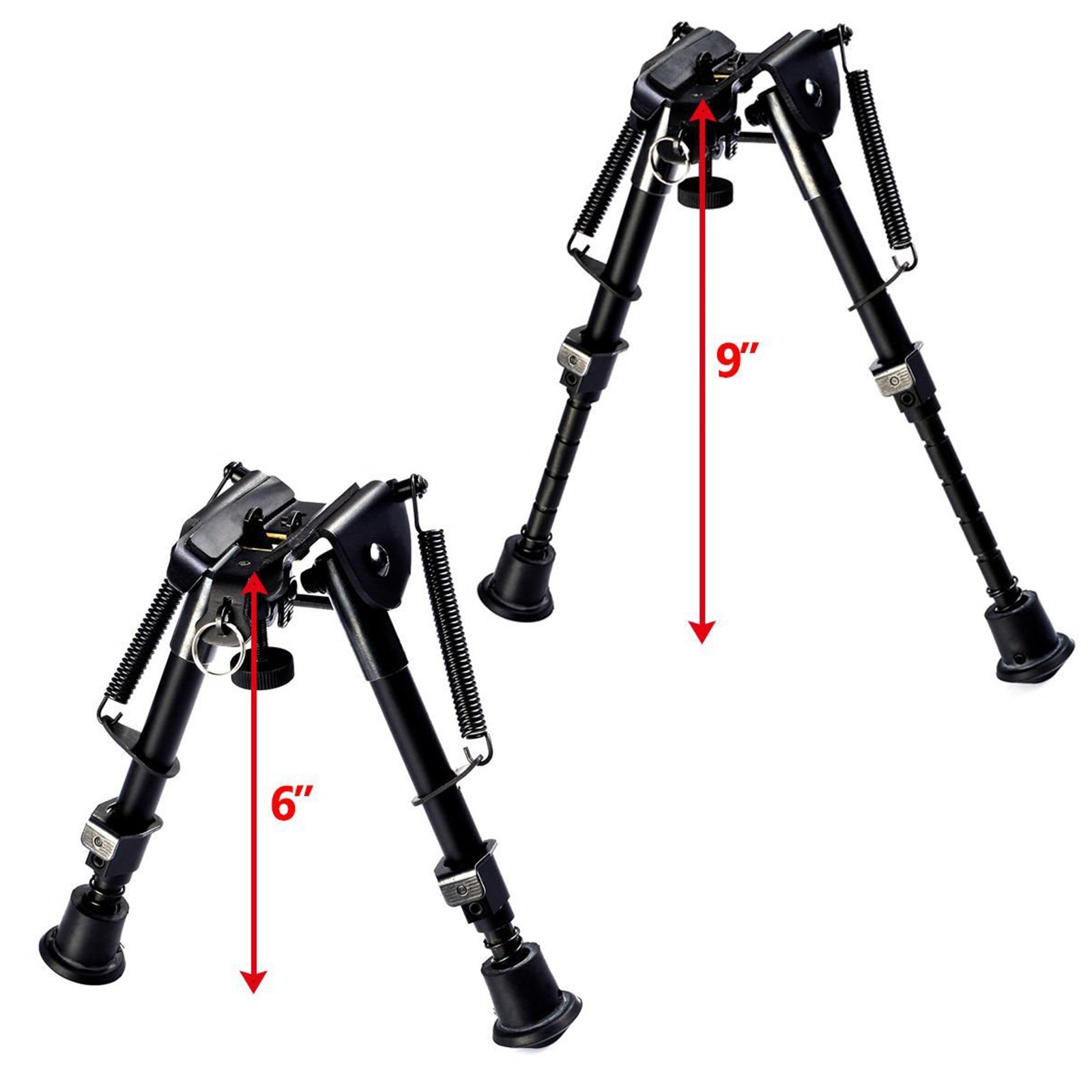 Rifle Bipod Foldable 6/9/13/27'' Spring Return Heavy Duty Tiltable Swivel Mount