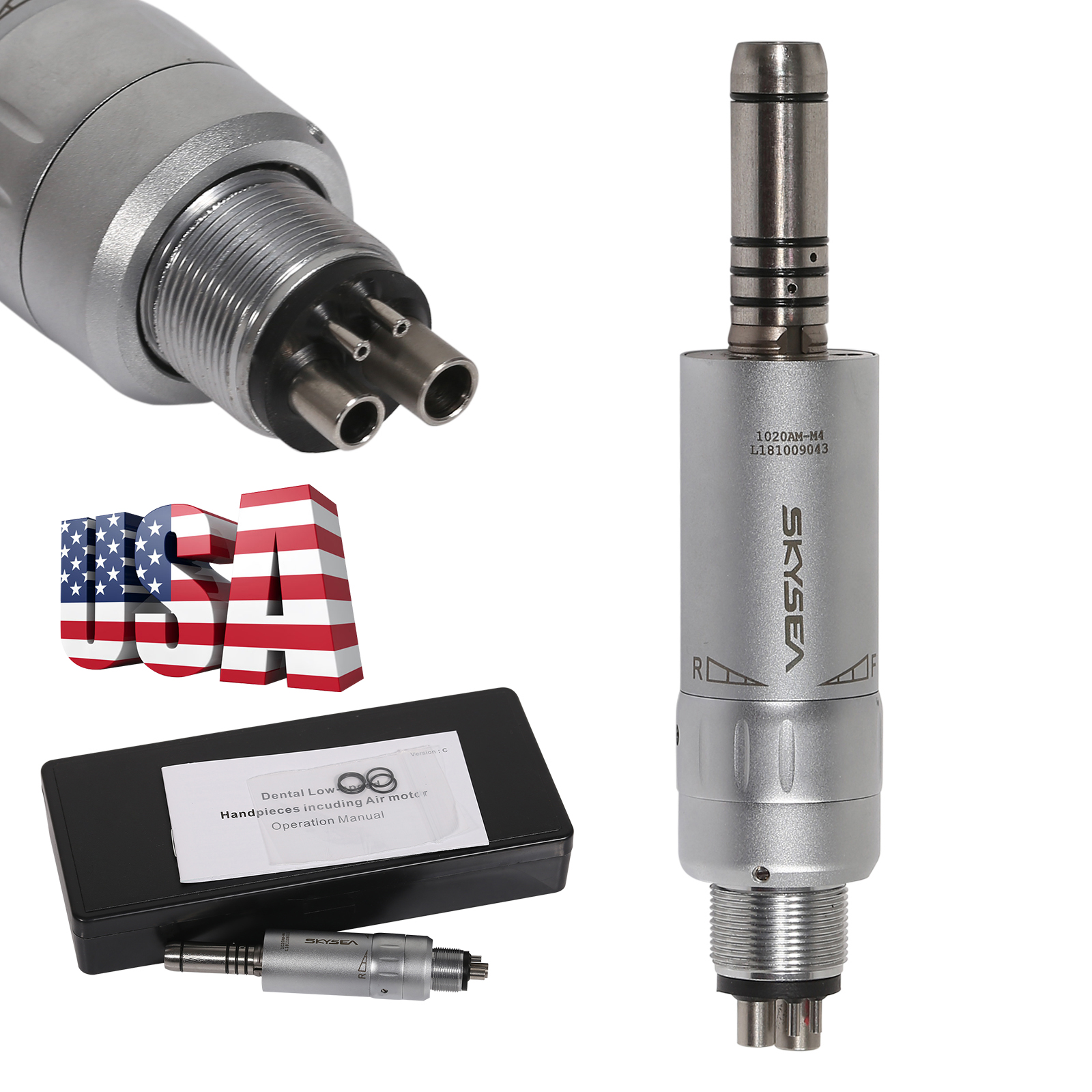 Dental Slow Low Speed Air Motor Handpiece E-type 4 hole Midwest Inner Channel
