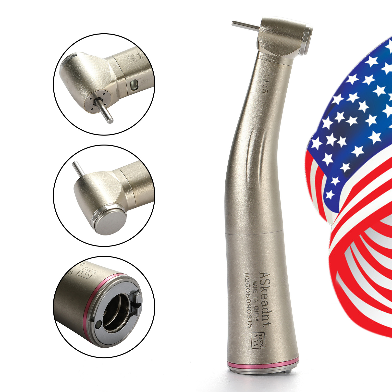 Dental 1:5 Fiber Optic LED Contra Angle Electric Handpiece Fit KaV NSK COXO