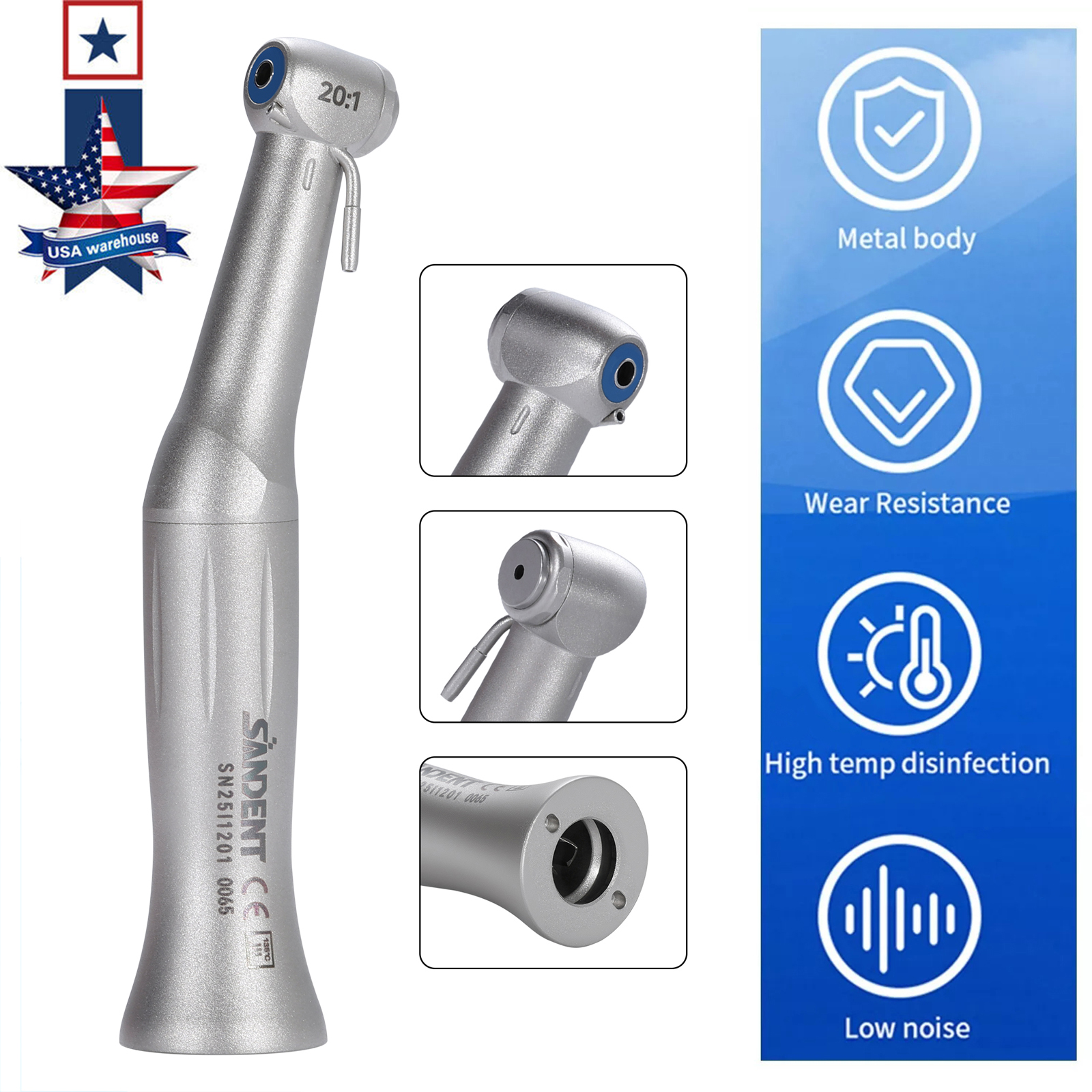 20:1 Implant Contra Angle Handpiece /1:1 Low Speed Straight Handpiece USA
