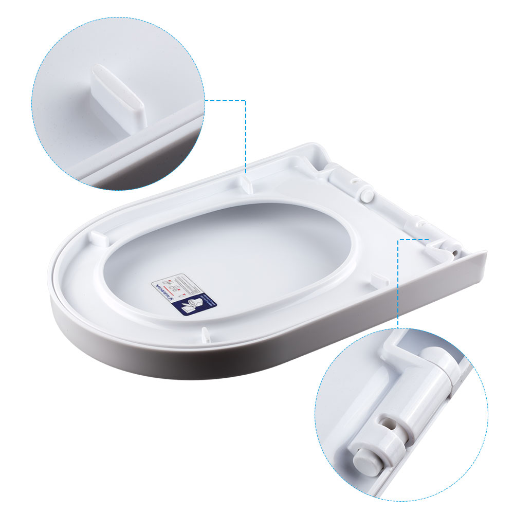 Toilet Seat Soft Close White D Shape Quick Release Fixing Hinges Easy