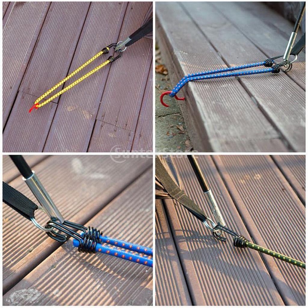 10 pack Heavy Duty Elastic Military Bungee Cords Army Basha Straps Hook