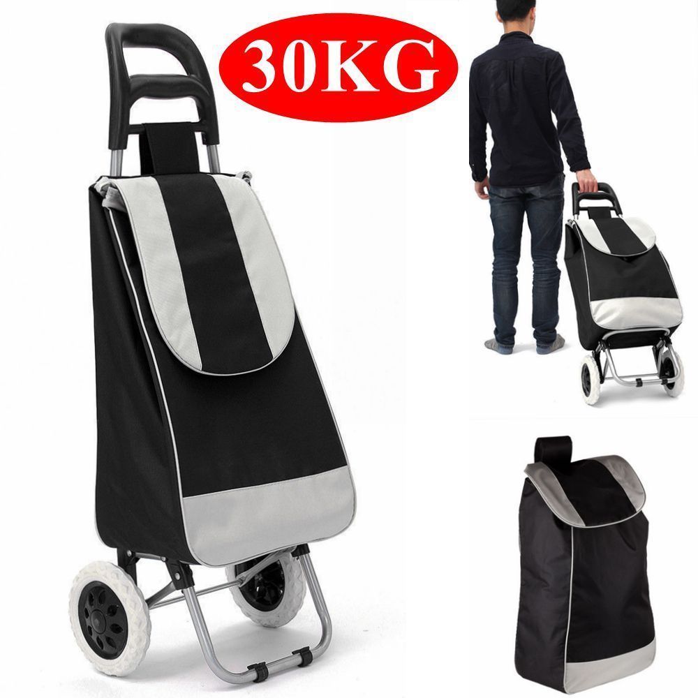 Strong Black Shopping Trolley Extra Large Capacity Folding Bag Durable ...