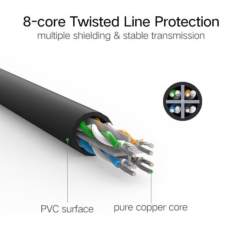 50M RJ45 Cat5e Network LAN Cable Patch Lead Black Extra Long