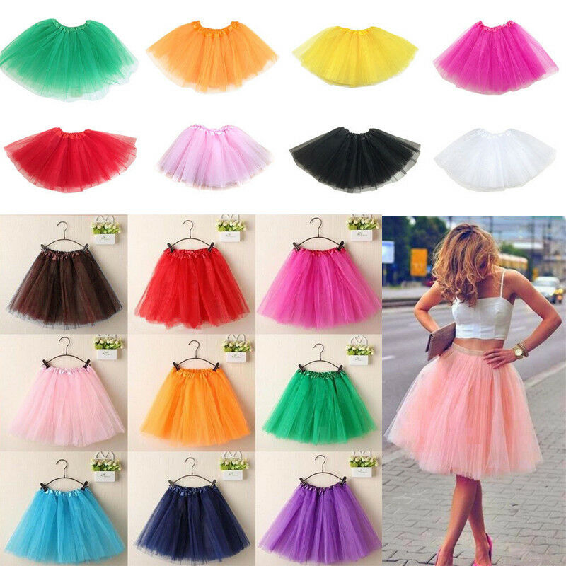 WOMENS 2 LAYER TUTU RUFFLE SKIRT LADIES HEN NIGHT GIRLS FANCY DRESS PARTY DANCE