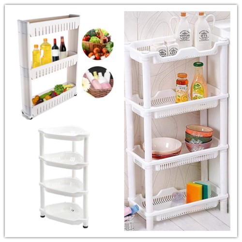 Plastic Kitchen Pantry Veg Storage Rack Corner Caddy Shelf Slim