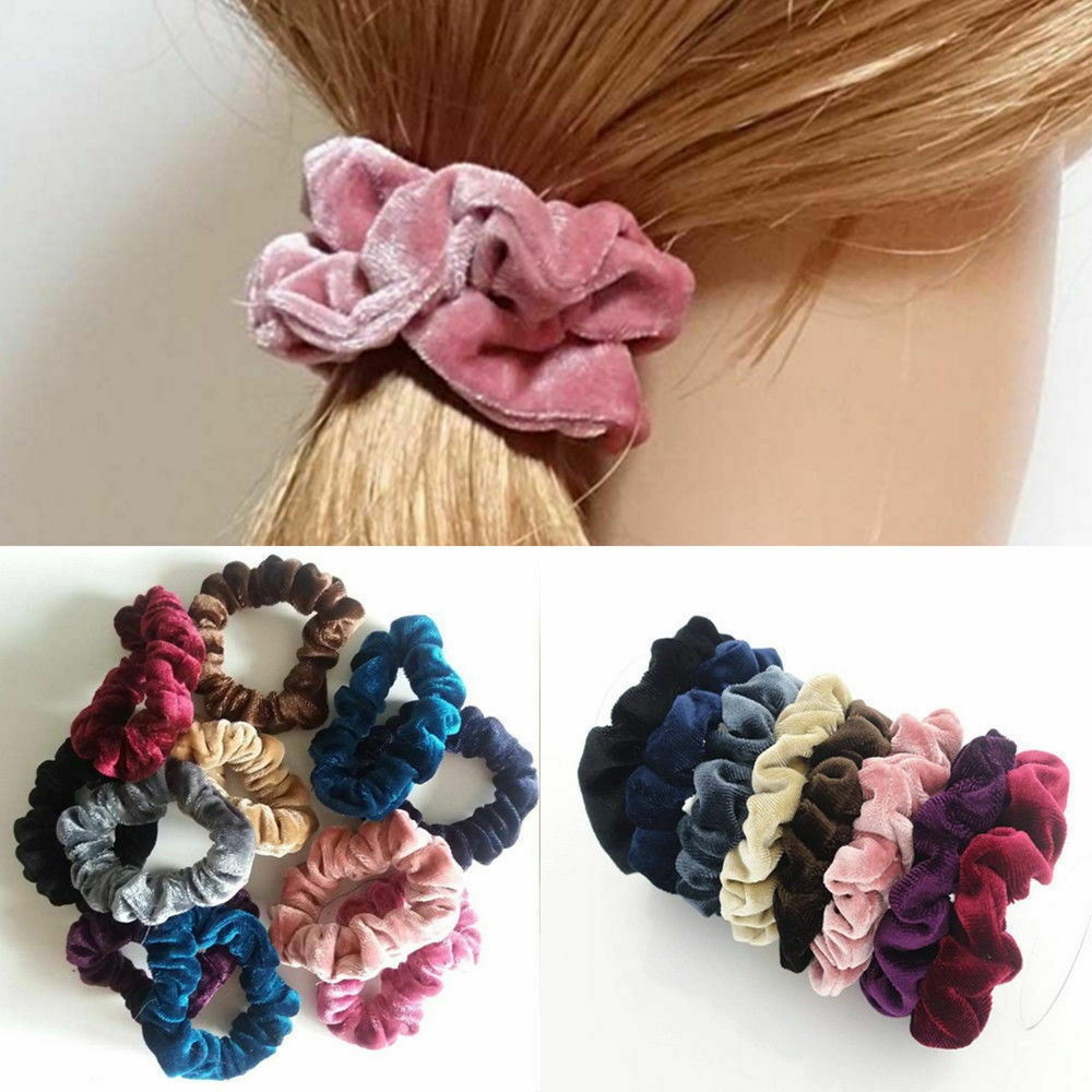12x Velvet Scrunchie Hair Bands Ponytail Holder Bobble Scrunchies