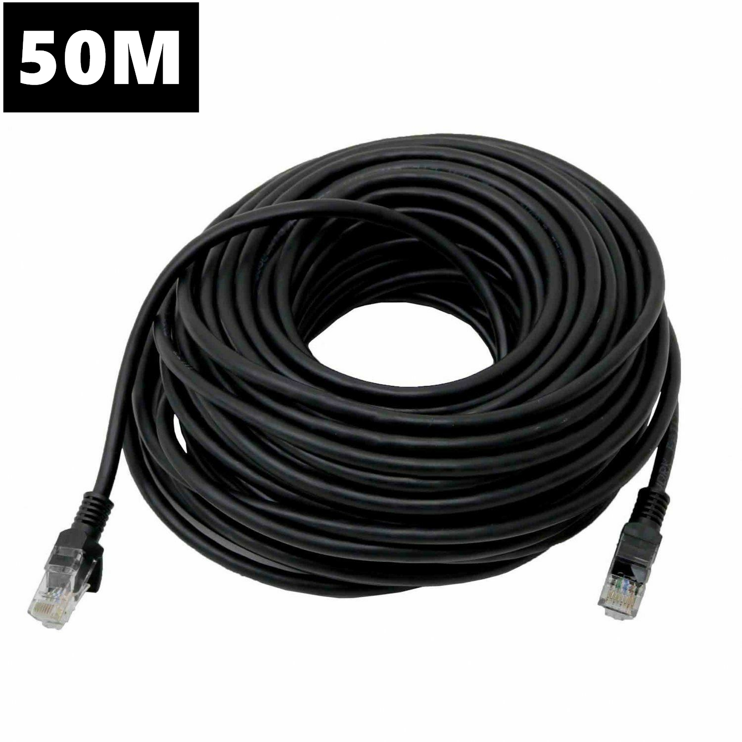 50M RJ45 Cat5e Network LAN Cable Patch Lead Black Extra Long