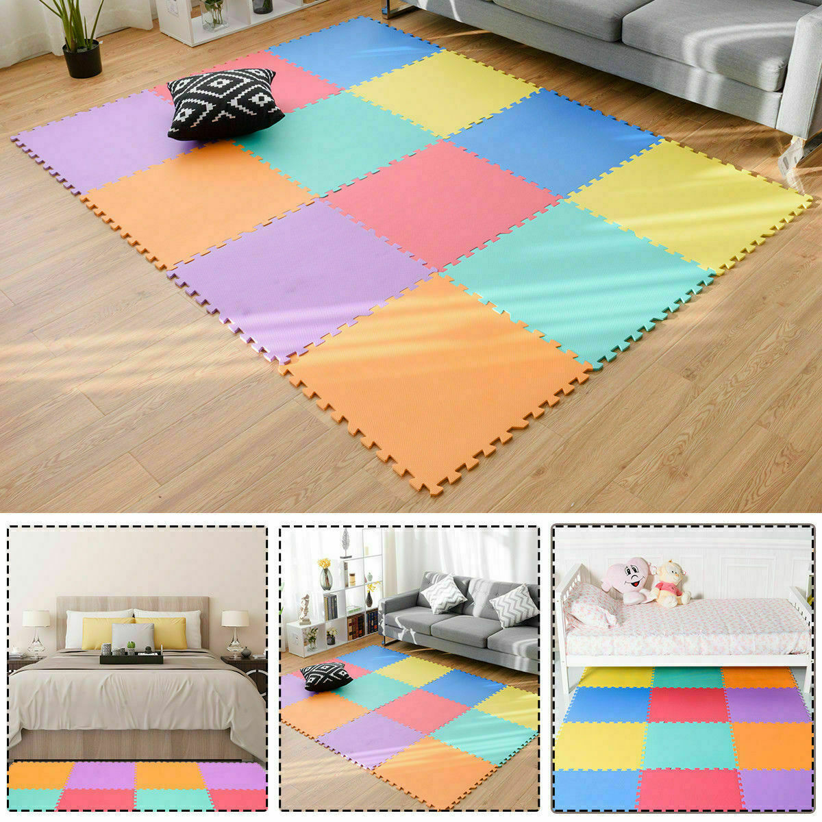 20Pcs Large EVA Foam Mat Soft Floor Tiles Interlocking Play Kids Baby