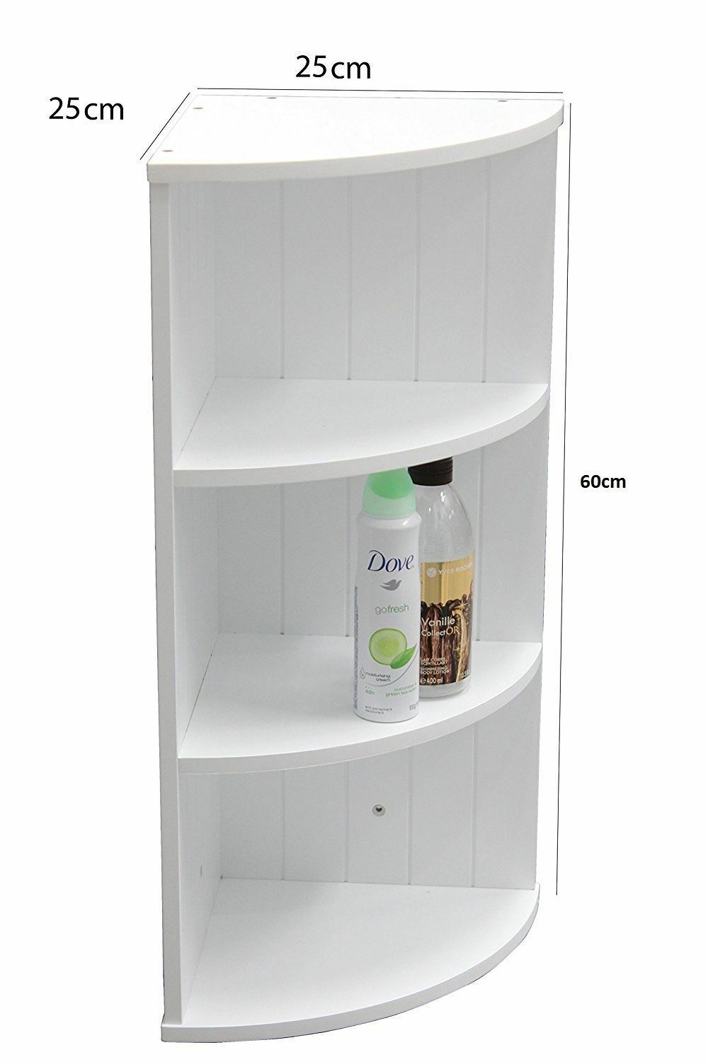 3 Tier Bathroom Corner Shelf Unit Storage White Furniture Wall
