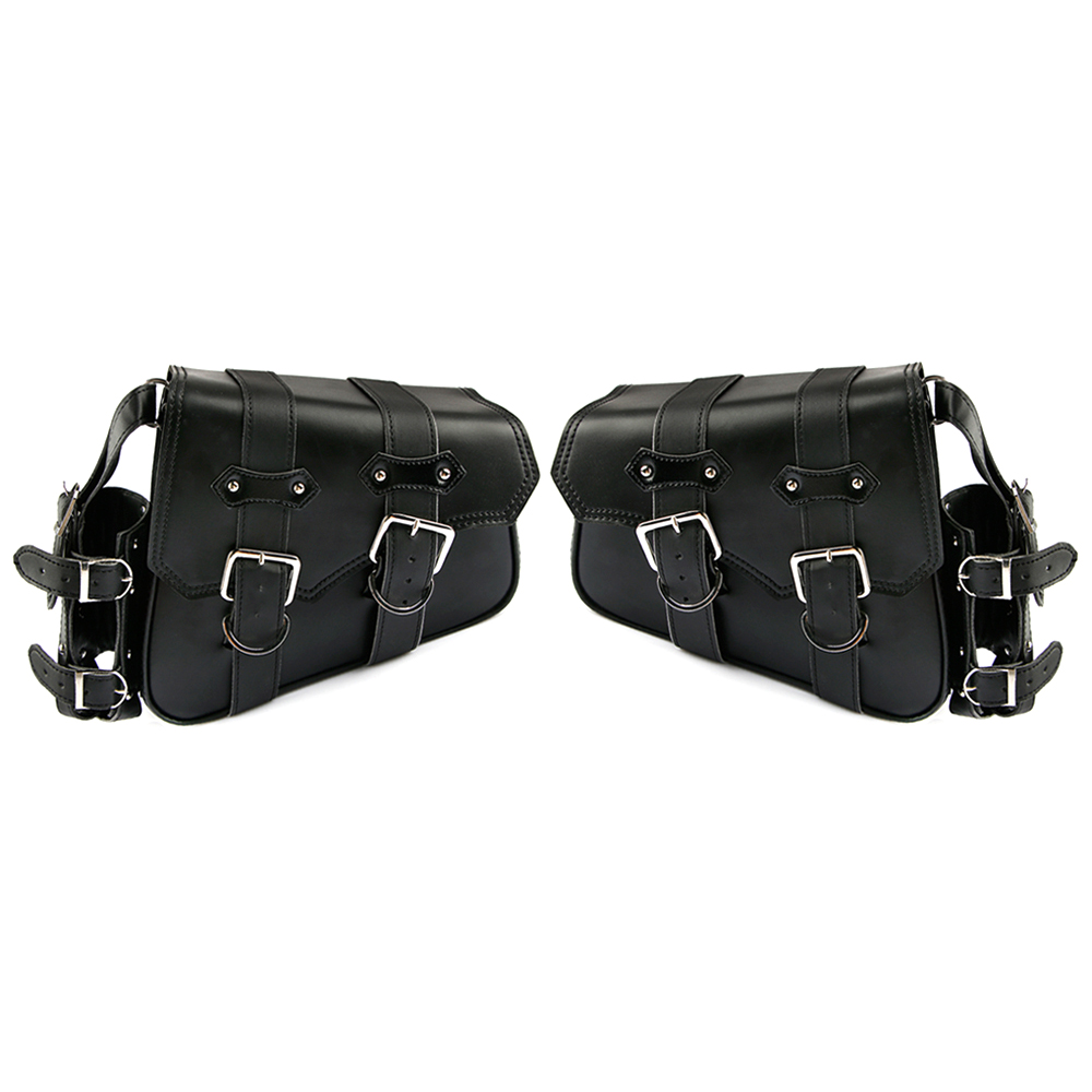 Motorcycle Left+Right Saddle Bag Black Leather FOR Harley Sportster