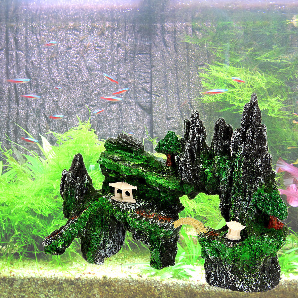 Kleine aquarium decoraties, maan en beer aquarium drijvend decor - decoratieve ornamenten landschapsarchitectuur drijvend apparaat, aquarium