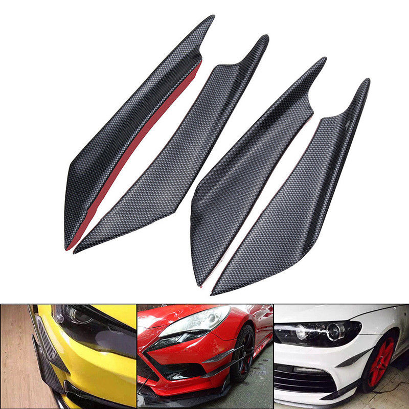 Splitter Front Spoiler Air Knife Car Bumper Lip 4Pcs//Set Universal Carbon Fiber Bumper Canards Lip Spoiler Fit for Honda