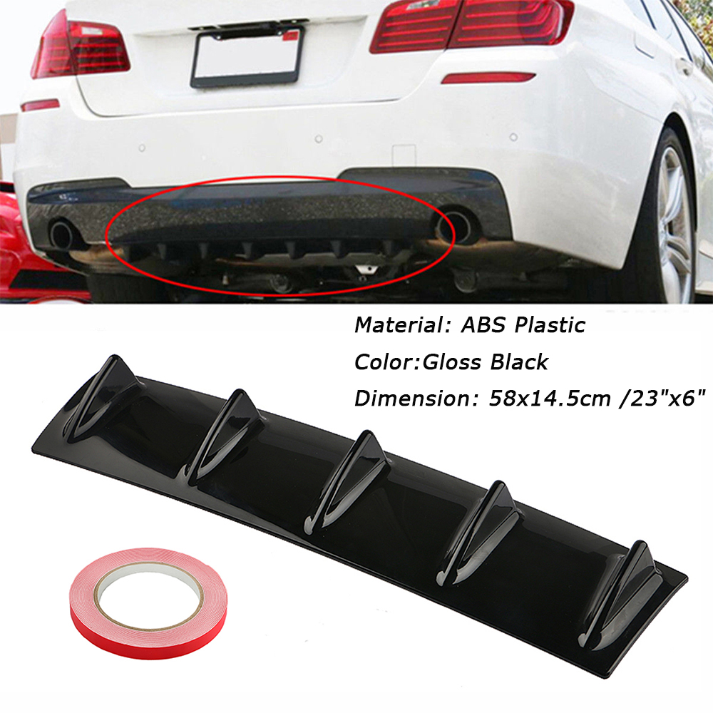 Universal Lower Rear Body Bumper Diffuser Shark 5 Fin Spoiler Gloss ...