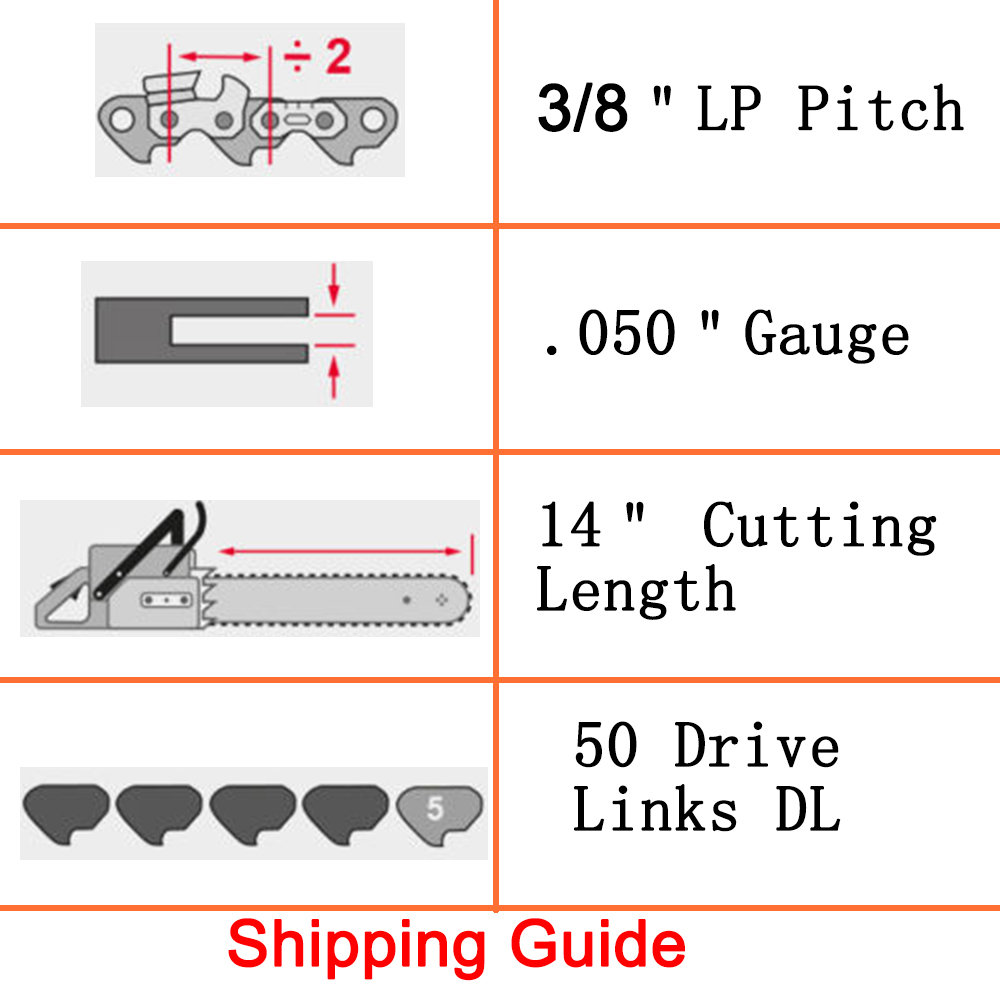 2pcs 14" 3/8" Pitch 0.050" Gauge 50DL Chainsaw Chain Fit STIHL MS170