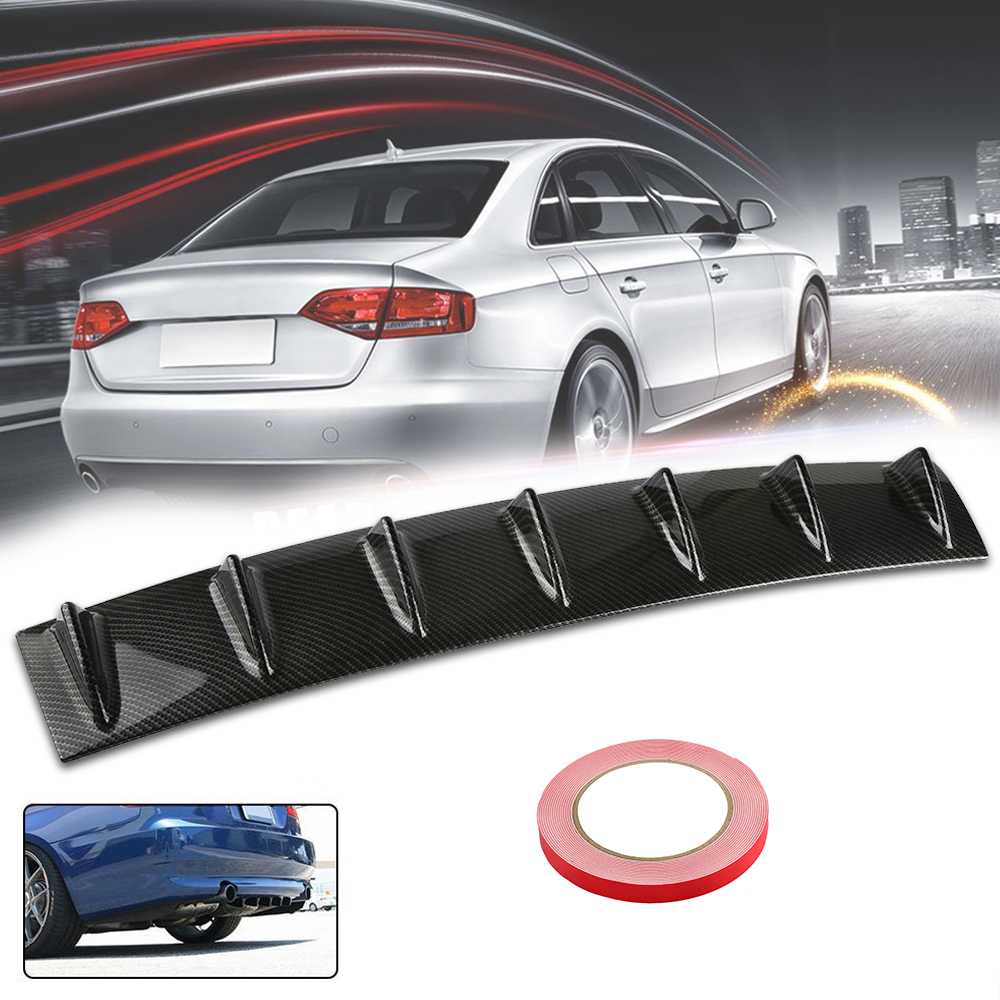 Universal Carbon Fiber Look Lower Shark 5 Fin Rear Body Bumper Diffuser Kit