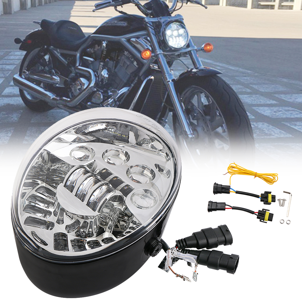 60W Motorcycle LED Hi/Lo Headlight DRL Turn Signal For Harley VROD