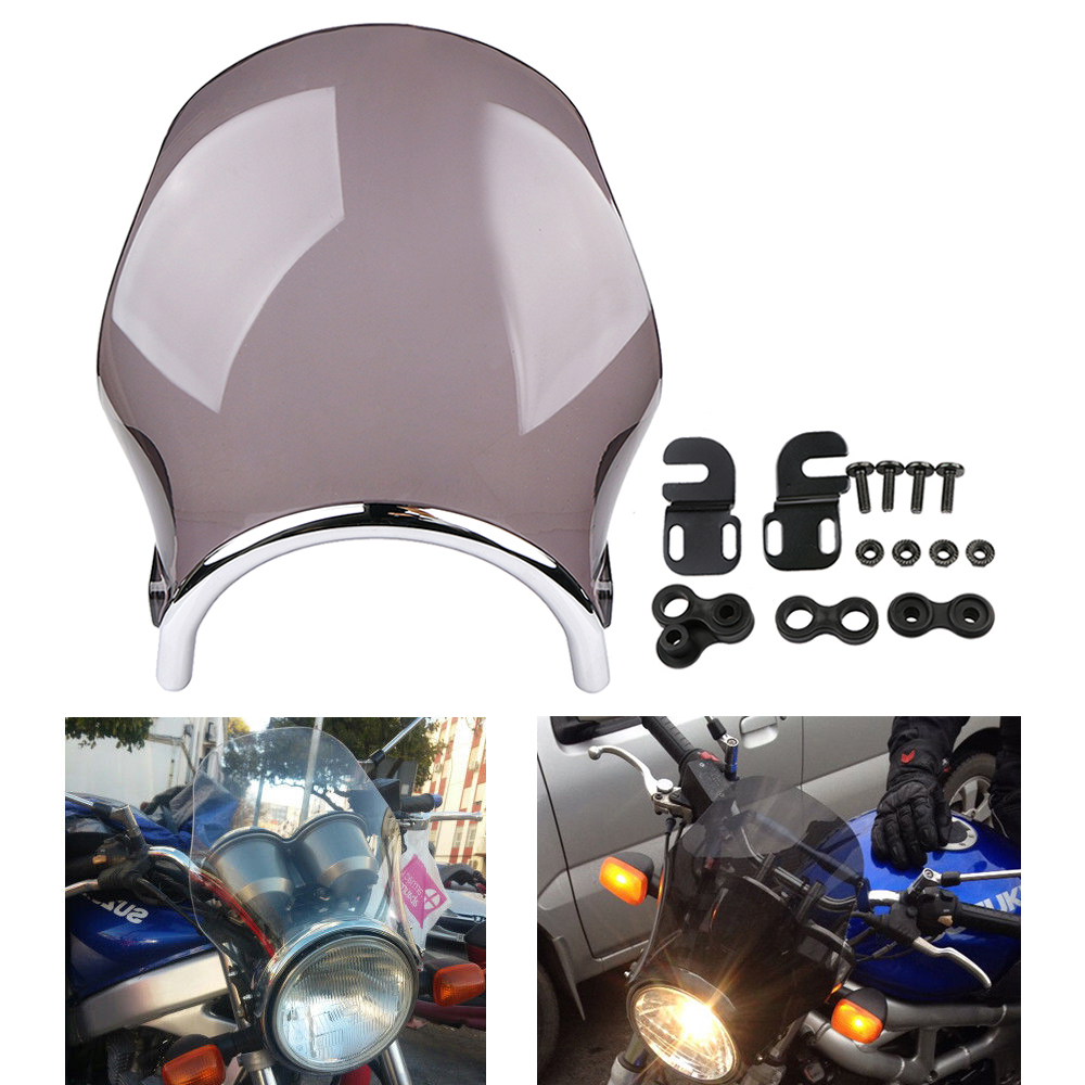 Universal Fit Motorcycle Street 5.75/" 7/" Round Headlight Windshield Windscreen