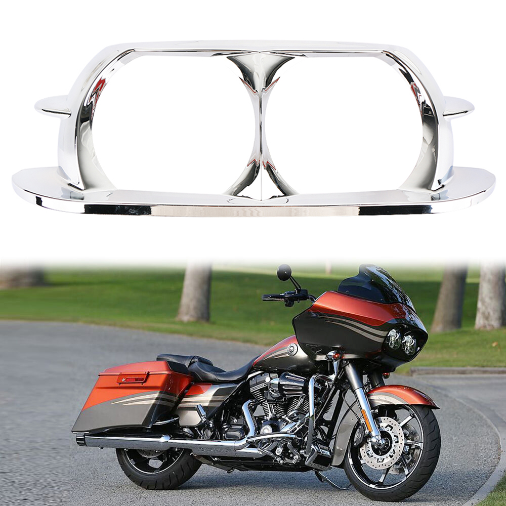 Chrome Headlamp Headlight Trim Cover Bezel Outer Fairing For Harley