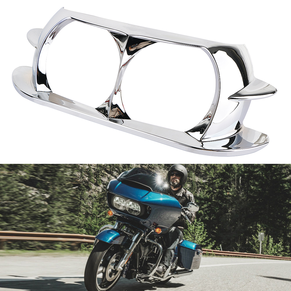 Chrome Headlamp Headlight Trim Cover Bezel Fairing For Harley Road