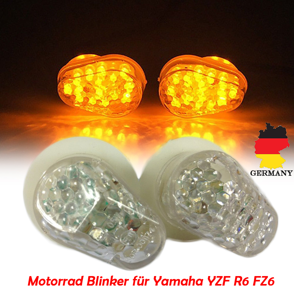 2x Motorrad LED Verkleidungsblinker für Yamaha R1 R6 R6S FZ1 FZ6 E-Geprüft Licht