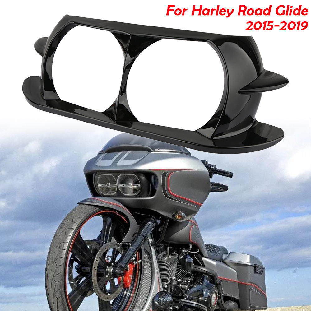 Black Headlight Bezel Scowl Outer Fairing Cover For Harley Road Glide