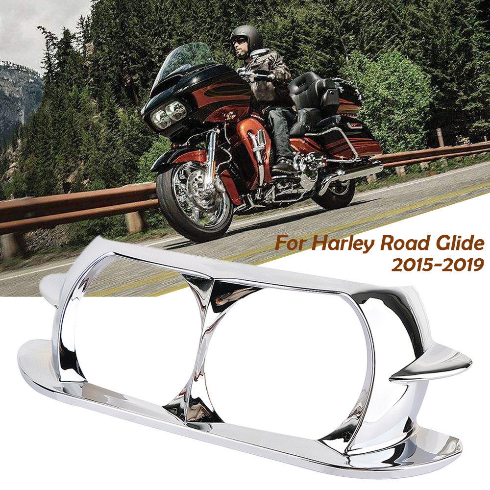 Chrome Headlamp Headlight Trim Cover Bezel Outer Fairing For Harley