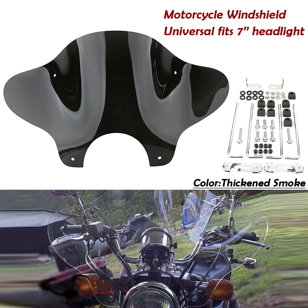 Universal Motorcycle Windshield Windscreen + Mounting Kit for 7 ...