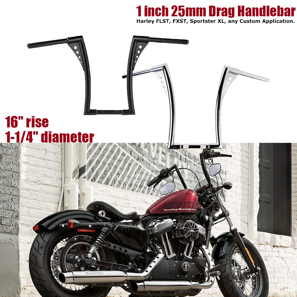 16/" Rise 1-1//4/" Adjustable Handlebar For Harley FLST FXST Sportster XL Low Rider