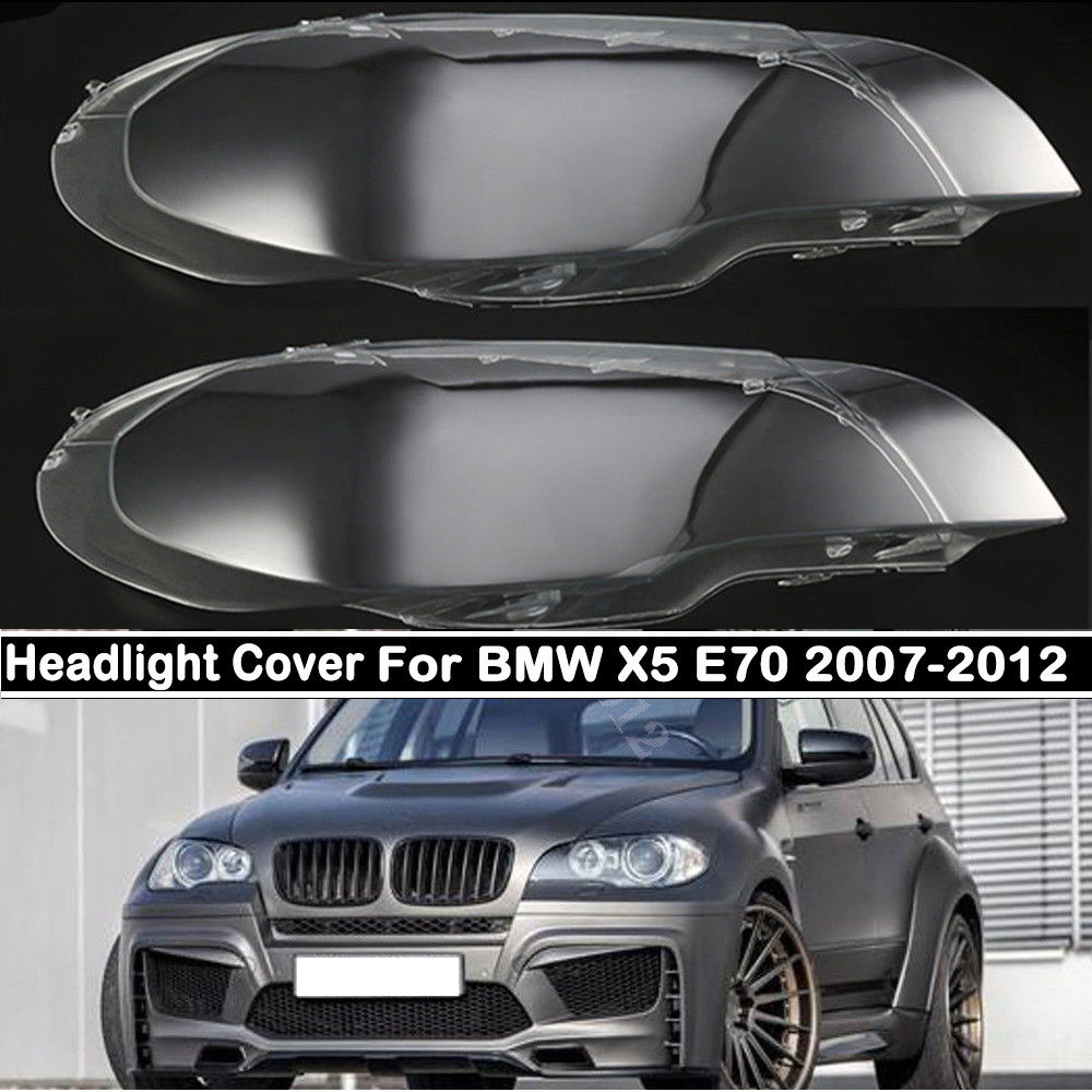 Pair Headlight Lenses Clear Lamp Cover Lampshade Bright For BMW X5 E70