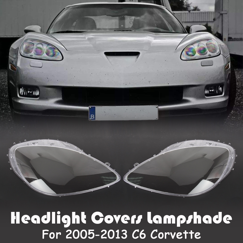 Replacement Headlight Lense Driver Passenger Lens Cover For Corvette C6