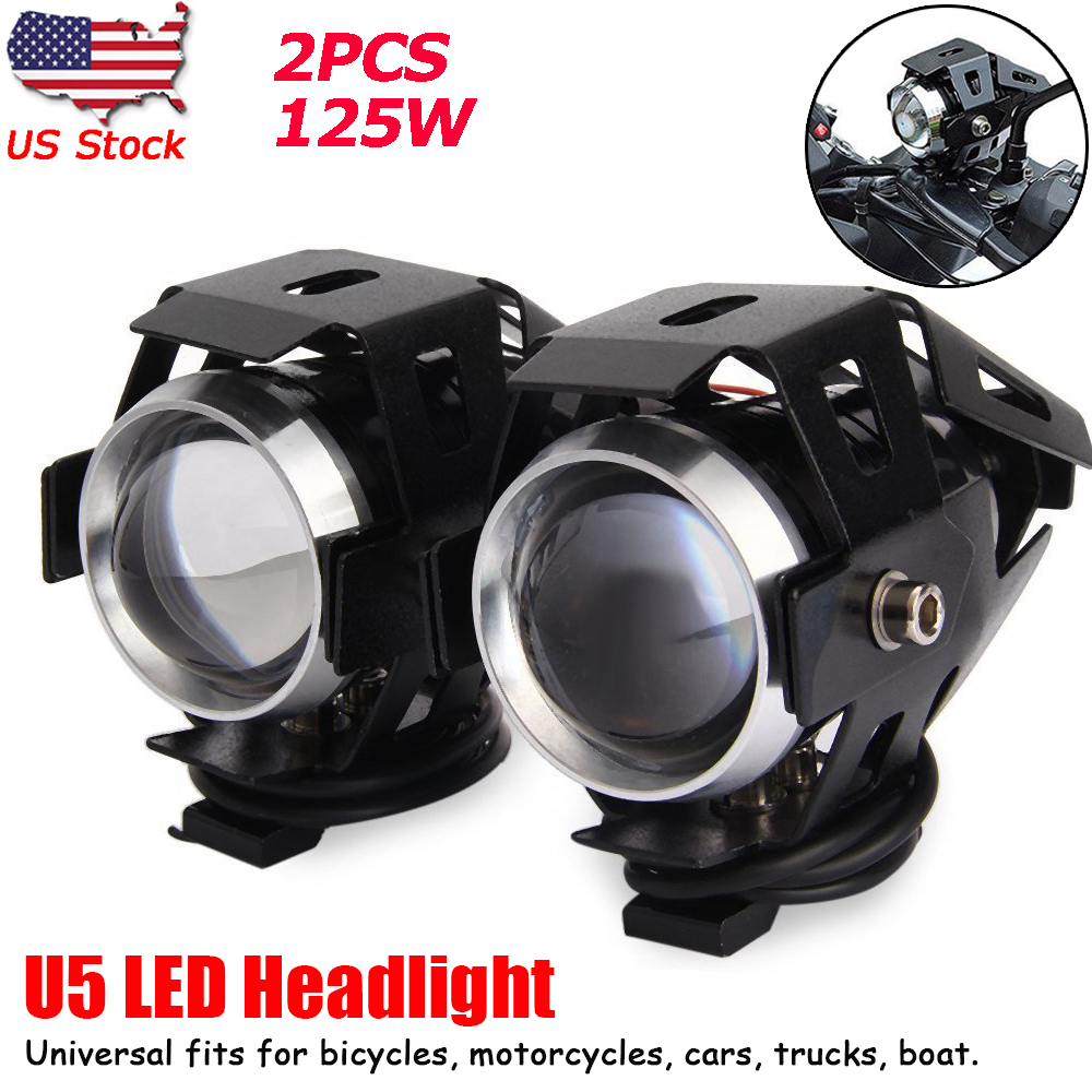 125W U5 Motorcycle Motorbike Headlight LED Fog Driving Spot Light Bulb Lamp