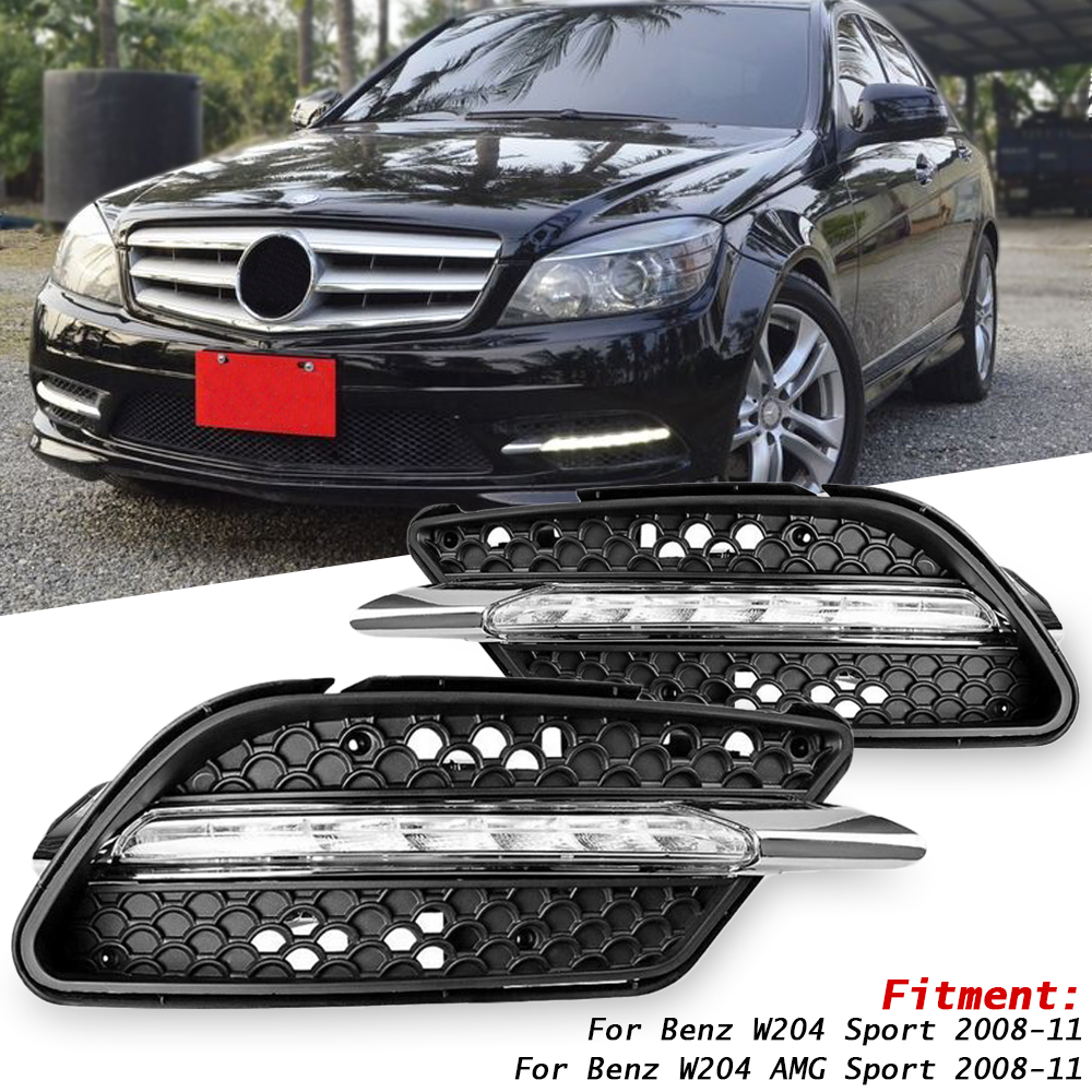 Pair LED Fog Lamp DRL Daytime Running Light For Benz W204 C Class C300