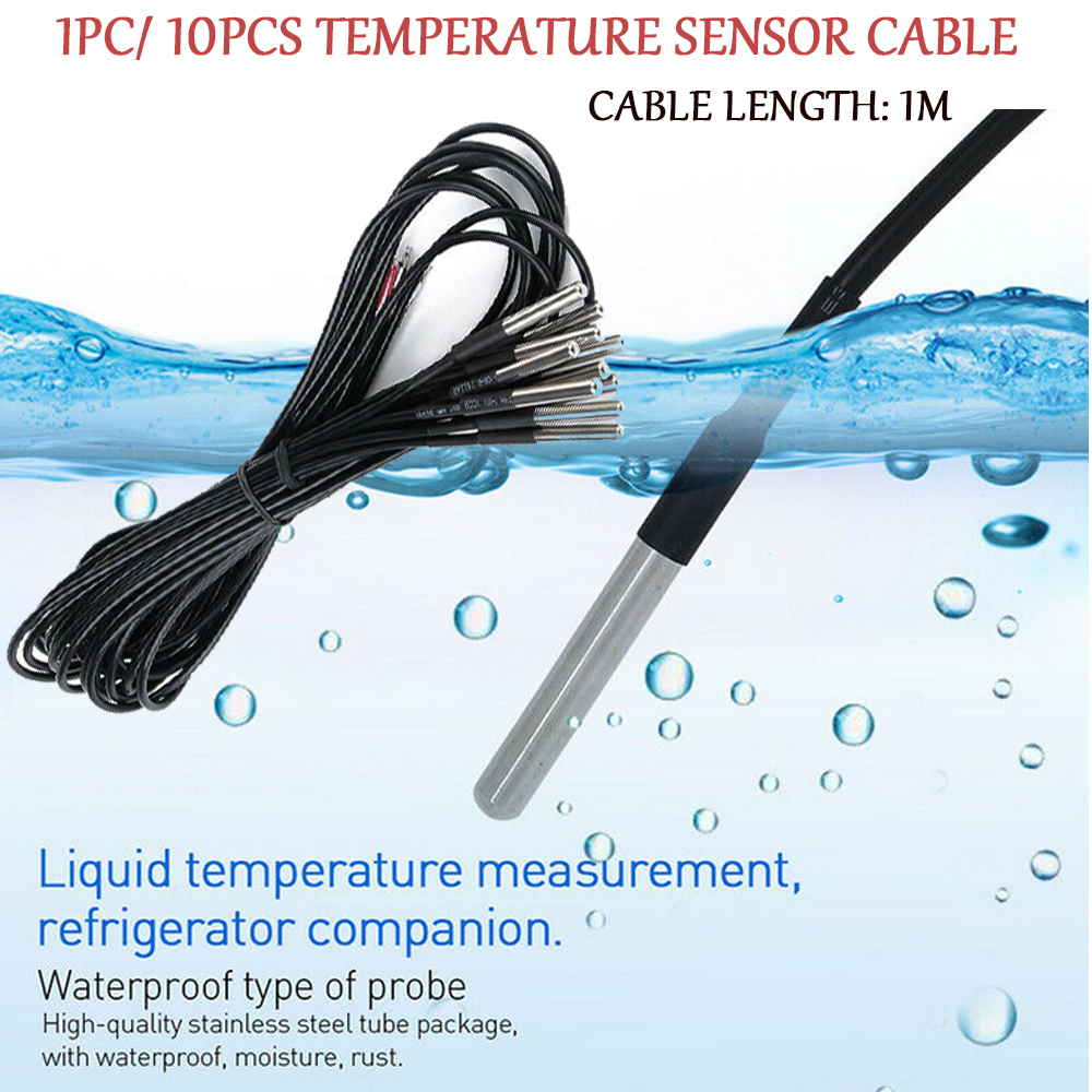 10x DS18B20 Temperaturfühler Thermosensor Temperatur-sensor Wasserdicht 1M Kabel