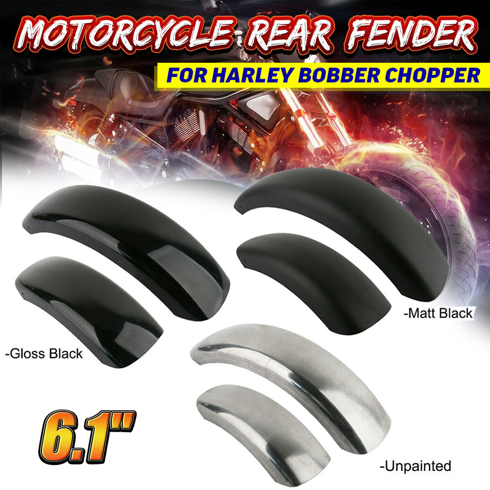 Motorcycle 6.1'' Flat Rear Custom Steel Fender Black For Harley Bobber  Chopper