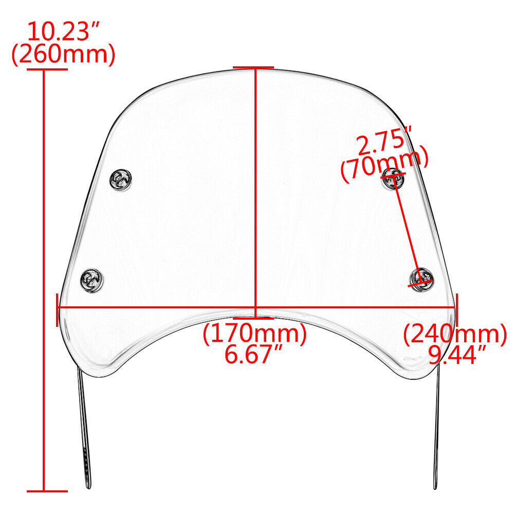 Akozon Motorcycle Windscreen, PC Retro Motorcycle Windshield Universal