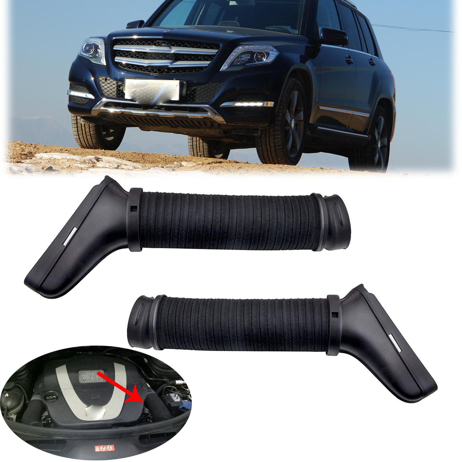 2x Air Intake Duct Hose Set Left & Right For Mercedes-Benz GLK350 (2720902982 / 2720902882) – Direct Fit